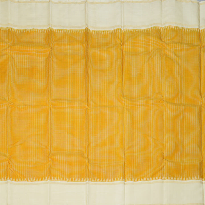 Hayagrivas Handloom Mustard Yellow Kanjivaram Silk Saree with Beige Border KBF208E2-6