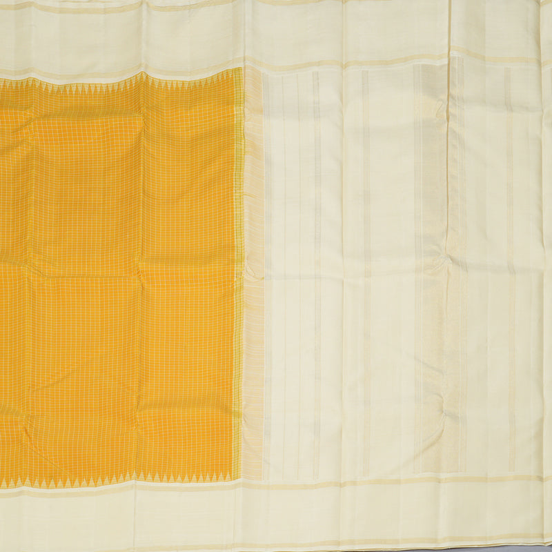 Hayagrivas Handloom Mustard Yellow Kanjivaram Silk Saree with Beige Border KBF208E2-6