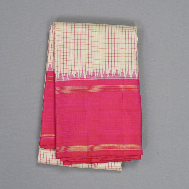 Hayagrivas Handloom Cream Kanjivaram Silk Saree with Pink Border KBF208E2-7