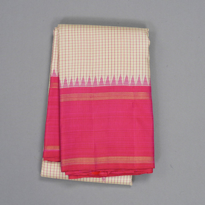 Hayagrivas Handloom Cream Kanjivaram Silk Saree with Pink Border KBF208E2-7