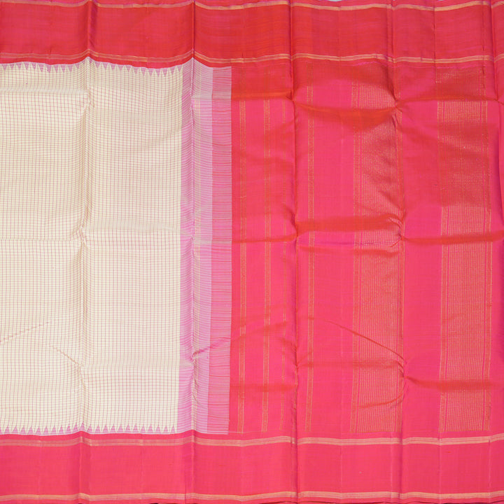 Hayagrivas Handloom Cream Kanjivaram Silk Saree with Pink Border KBF208E2-7