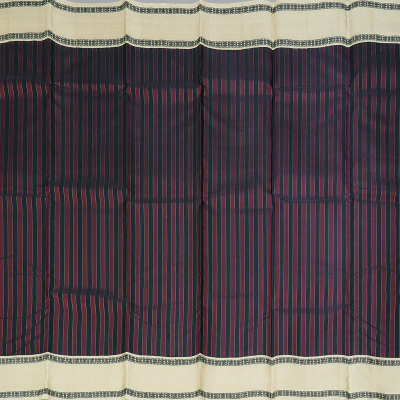 Hayagrivas Handloom Maroon & Navy Blue Stripes Kanjivaram Silk Saree KBF208E4-1