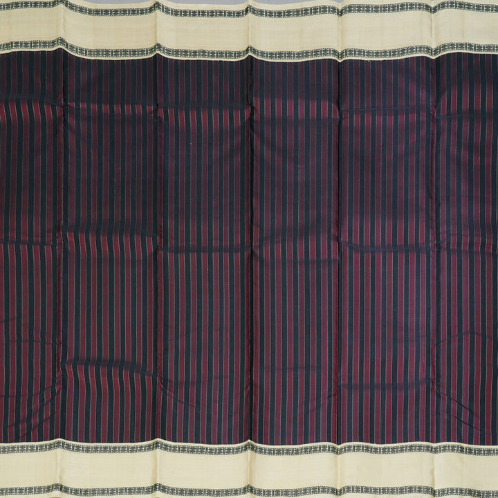 Hayagrivas Handloom Maroon & Navy Blue Stripes Kanjivaram Silk Saree KBF208E4-1