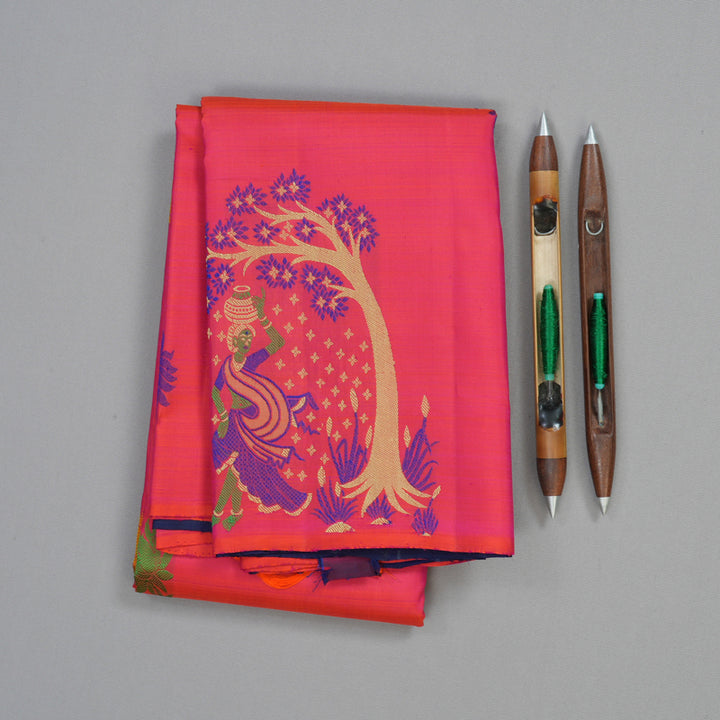 Hayagrivas Handloom Pink Kanjivaram Silk Saree KBF20D1-1