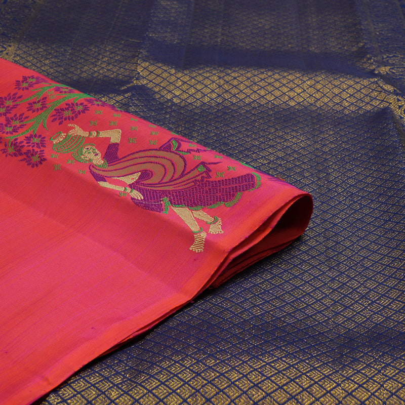 Hayagrivas Handloom Pink Kanjivaram Silk Saree KBF20D1-1