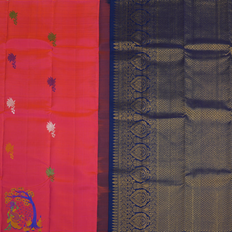 Hayagrivas Handloom Pink Kanjivaram Silk Saree KBF20D1-1
