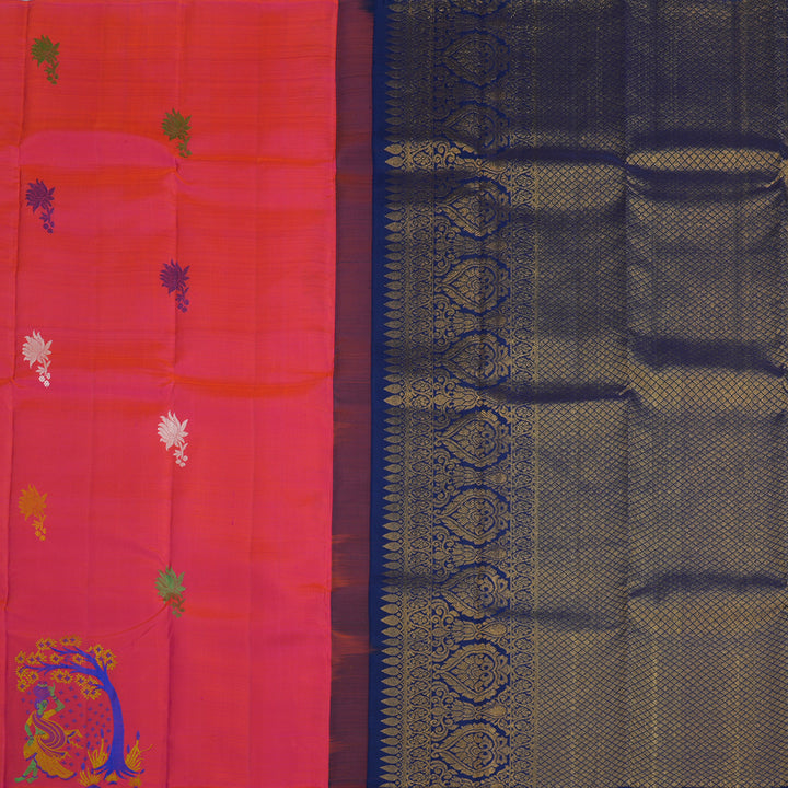 Hayagrivas Handloom Pink Kanjivaram Silk Saree KBF20D1-1