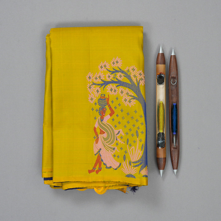 Hayagrivas Handloom Sampanga Yellow Kanjivaram Silk Saree KBF20D1-2