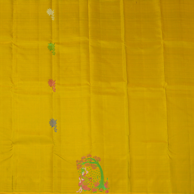 Hayagrivas Handloom Sampanga Yellow Kanjivaram Silk Saree KBF20D1-2