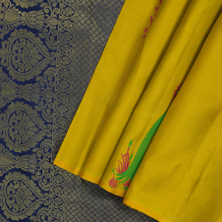 Hayagrivas Handloom Sampanga Yellow Kanjivaram Silk Saree KBF20D1-2