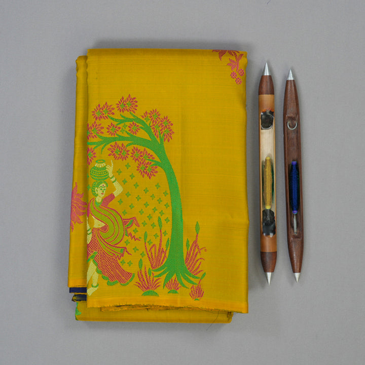 Hayagrivas Handloom Sampanga Yellow Kanjivaram Silk Saree KBF20D1-3