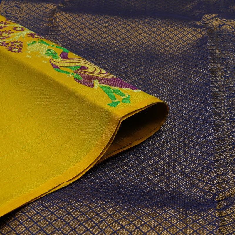 Hayagrivas Handloom Sampanga Yellow Kanjivaram Silk Saree KBF20D1-3