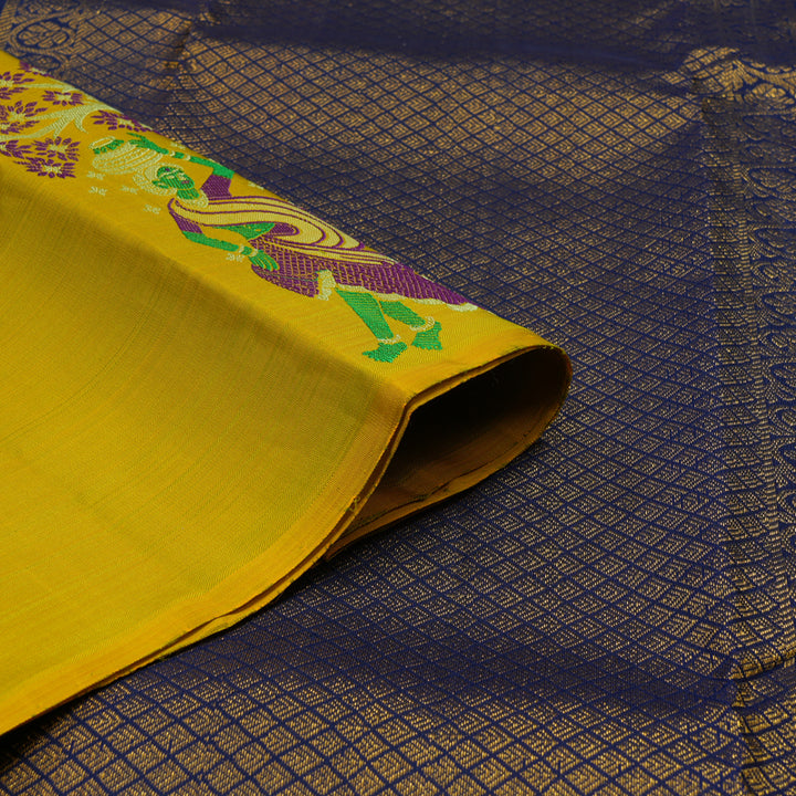 Hayagrivas Handloom Sampanga Yellow Kanjivaram Silk Saree KBF20D1-3