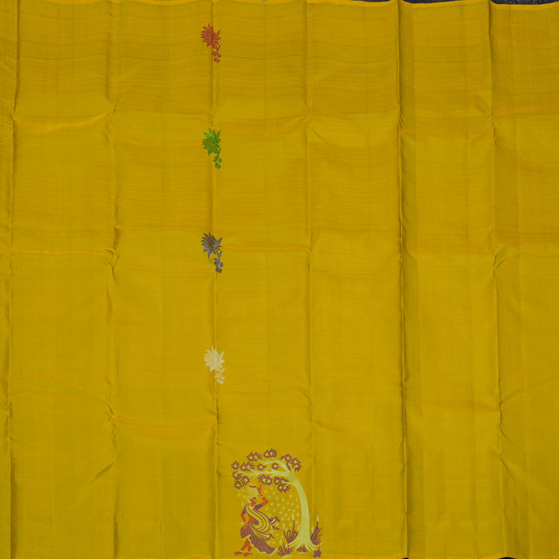 Hayagrivas Handloom Sampanga Yellow Kanjivaram Silk Saree KBF20D1-3