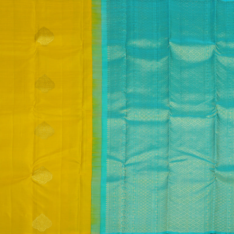 Hayagrivas Handloom Sampanga Yellow Kanjivaram Silk Saree KBF20D2-2