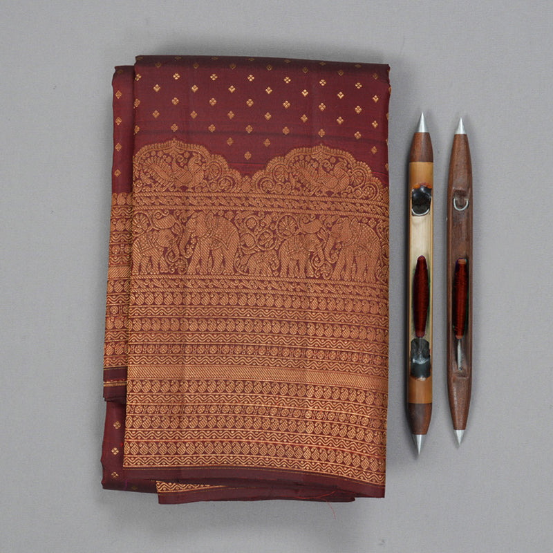 Hayagrivas Handloom Maroon Kanjivaram Silk Saree KBF210E1-2