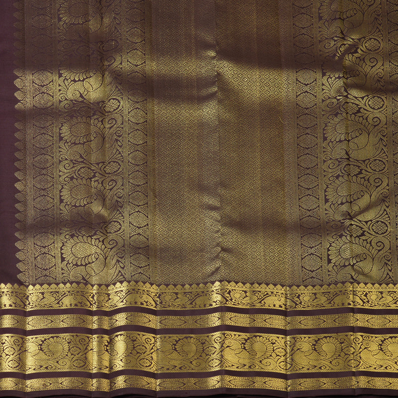 Hayagrivas Handloom Rust Orange Kanjivaram Silk Saree with Kanchana Brown Border KBF210E11-1