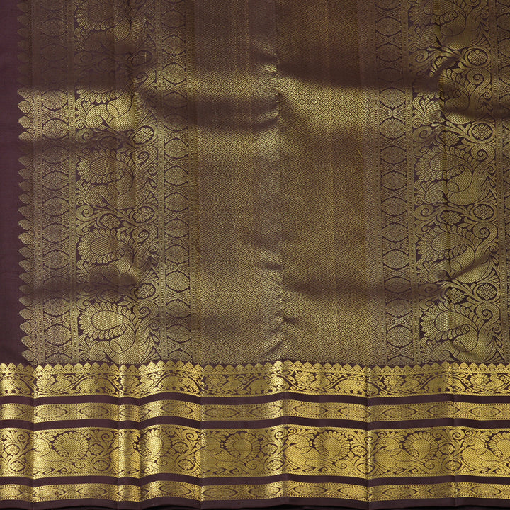Hayagrivas Handloom Rust Orange Kanjivaram Silk Saree with Kanchana Brown Border KBF210E11-1