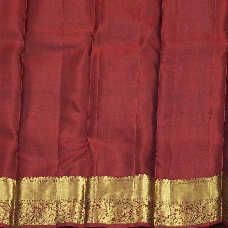 Hayagrivas Handloom Bottle Green Kanjivaram Silk Saree with Maroon Border KBF210E12-2