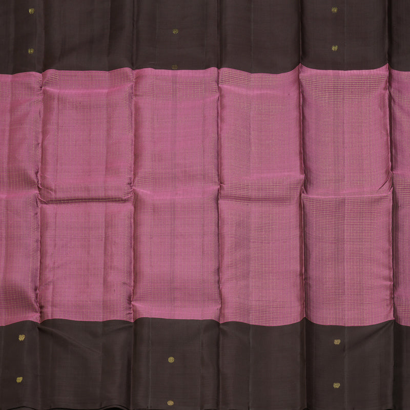 Hayagrivas Handloom Dark Rosewood Pink Kanjivaram Silk Saree with Brown Border KBF210E13-1