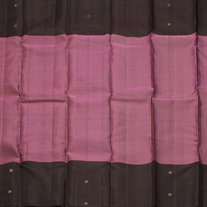 Hayagrivas Handloom Dark Rosewood Pink Kanjivaram Silk Saree with Brown Border KBF210E13-1