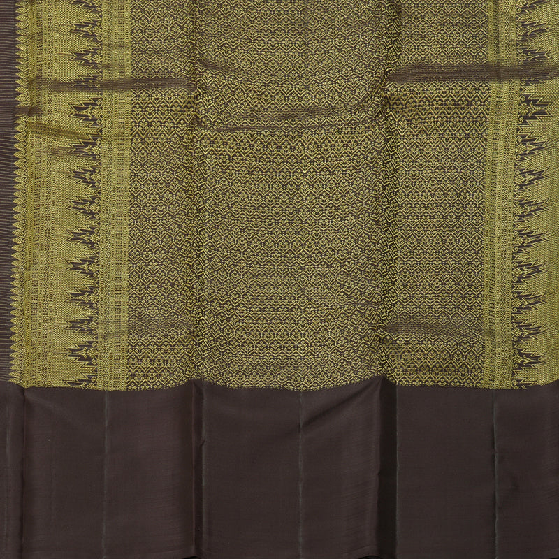 Hayagrivas Handloom Dark Rosewood Pink Kanjivaram Silk Saree with Brown Border KBF210E13-1