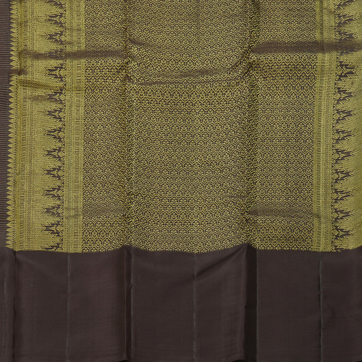 Hayagrivas Handloom Dark Rosewood Pink Kanjivaram Silk Saree with Brown Border KBF210E13-1