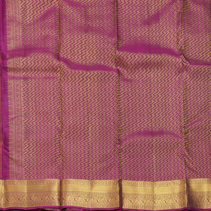 Hayagrivas Handloom Rust Orange Kanjivaram Silk Saree with Wine Purple Border KBF210E15-3