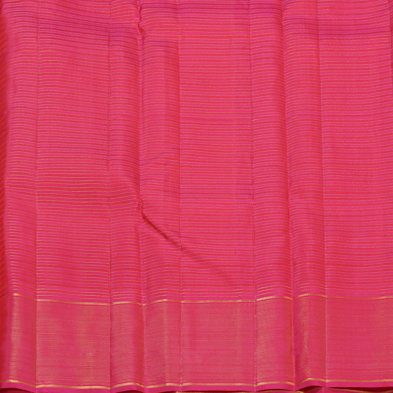 Hayagrivas Handloom Orange Checks Kanjivaram Silk Saree with Pink Border KBF210E17-1
