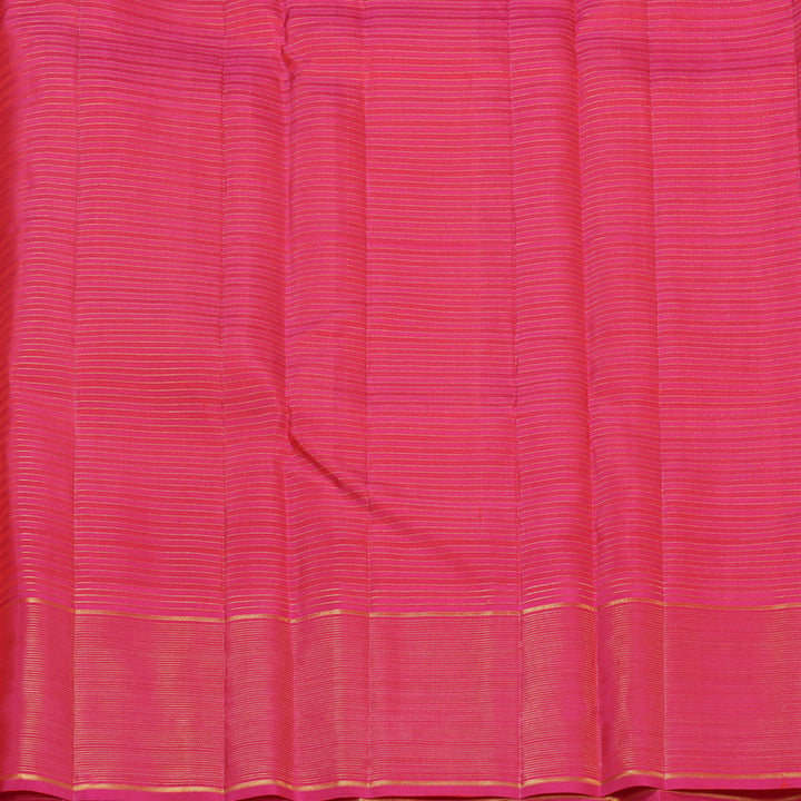 Hayagrivas Handloom Orange Checks Kanjivaram Silk Saree with Pink Border KBF210E17-1