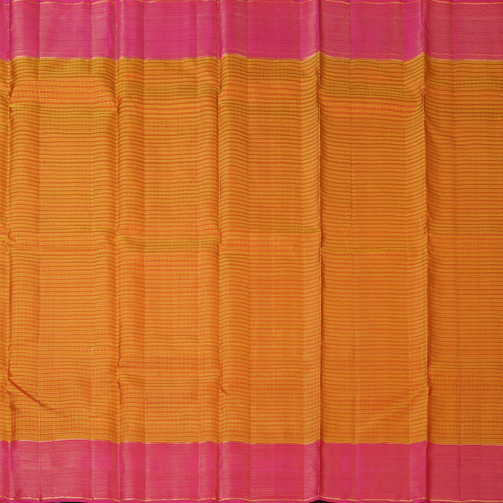 Hayagrivas Handloom Orange Checks Kanjivaram Silk Saree with Pink Border KBF210E17-1