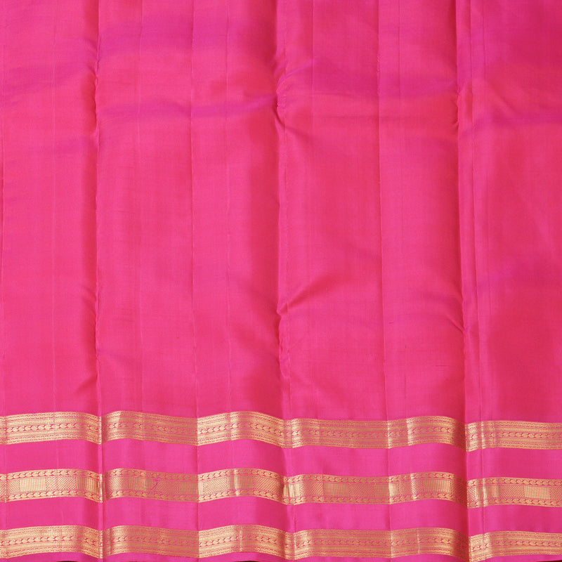 Hayagrivas Handloom Golden Yellow Kanjivaram Silk Saree with Pink Border KBF210E18-1