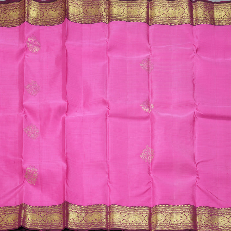 Hayagrivas Handloom Dark Lotus Pink Kanjivaram Silk Saree with Wine Purple Border KBF210E21-3