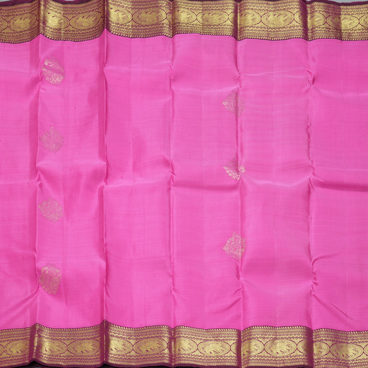 Hayagrivas Handloom Dark Lotus Pink Kanjivaram Silk Saree with Wine Purple Border KBF210E21-3
