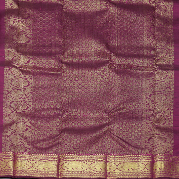 Hayagrivas Handloom Dark Lotus Pink Kanjivaram Silk Saree with Wine Purple Border KBF210E21-3