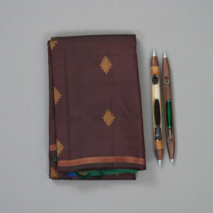 Hayagrivas Handloom Brown Kanjivaram Silk Saree KBF210E22-1