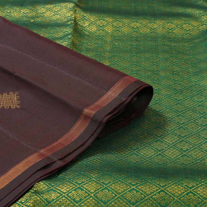 Hayagrivas Handloom Brown Kanjivaram Silk Saree KBF210E22-1