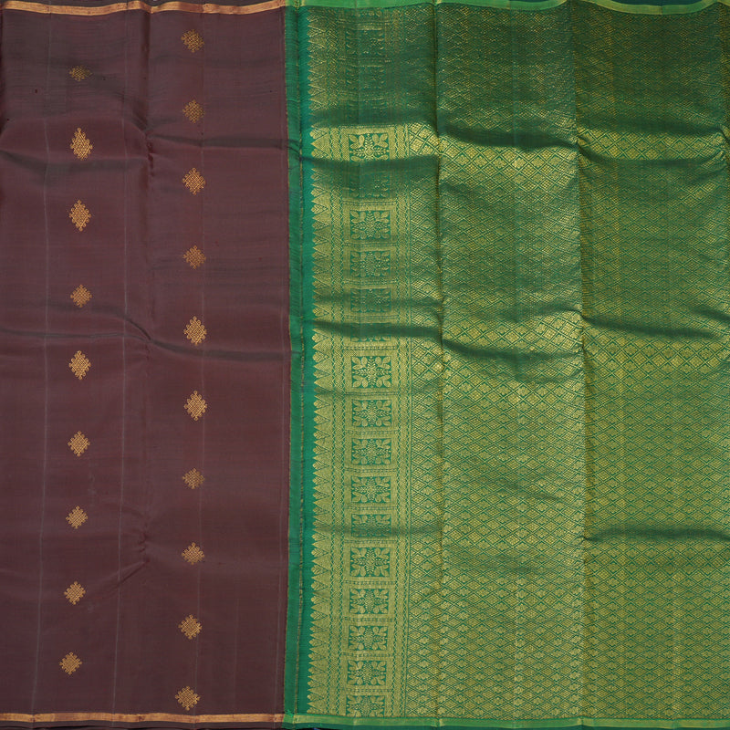 Hayagrivas Handloom Brown Kanjivaram Silk Saree KBF210E22-1
