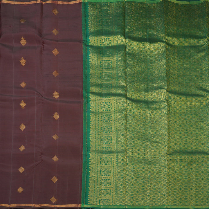 Hayagrivas Handloom Brown Kanjivaram Silk Saree KBF210E22-1