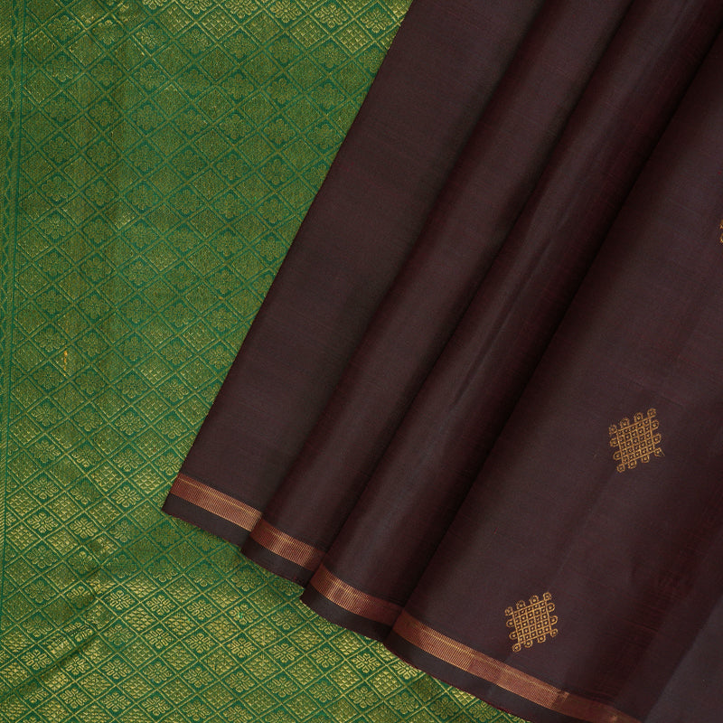 Hayagrivas Handloom Brown Kanjivaram Silk Saree KBF210E22-1