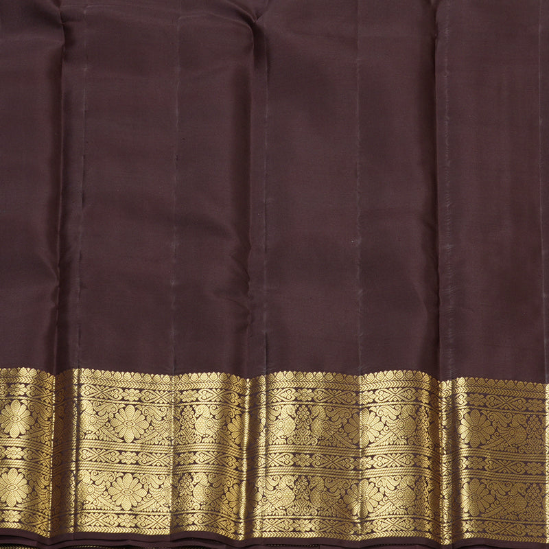 Hayagrivas Handloom Rust Orange Kanjivaram Silk Saree with Kanchana Brown Border KBF210E28-1