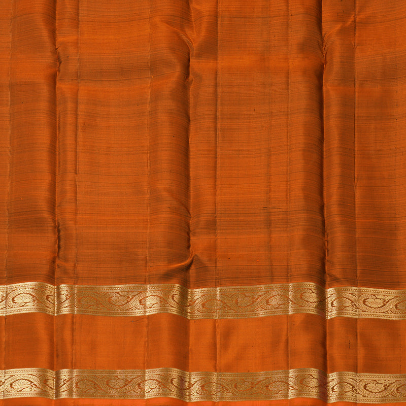 Hayagrivas Handloom Dark Brown Kanjivaram Silk Saree with Rust Orange Border KBF210E3-2