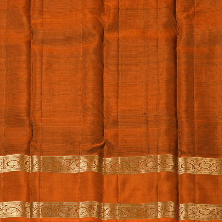 Hayagrivas Handloom Dark Brown Kanjivaram Silk Saree with Rust Orange Border KBF210E3-2