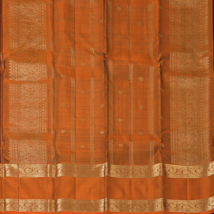 Hayagrivas Handloom Dark Brown Kanjivaram Silk Saree with Rust Orange Border KBF210E3-2