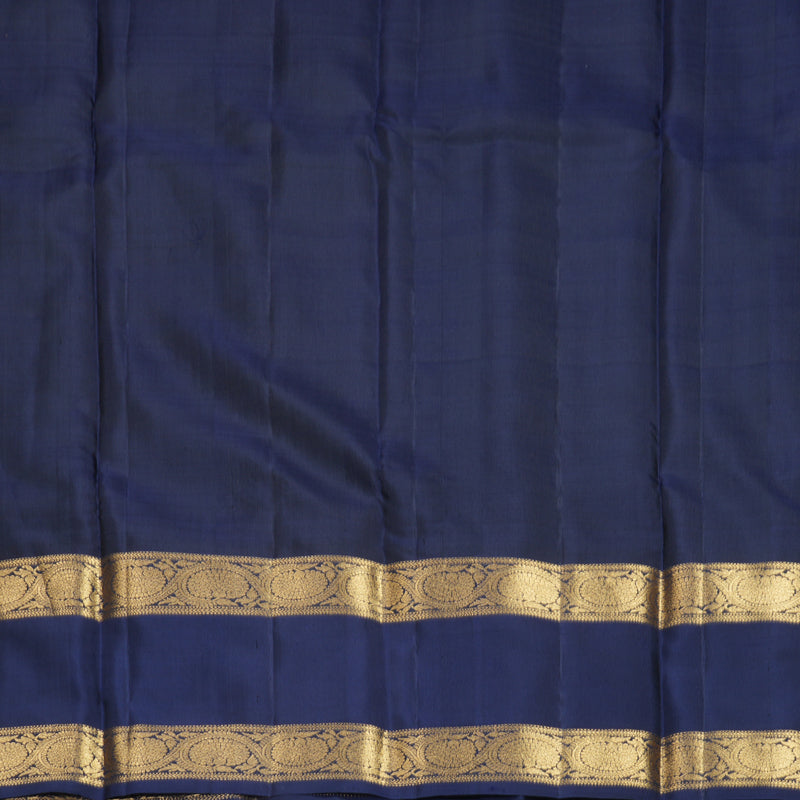 Hayagrivas Handloom Rust Orange Kanjivaram Silk Saree with Navy Blue Border KBF210E3-3