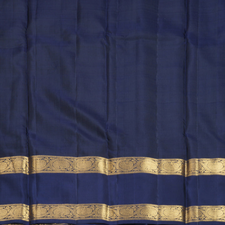 Hayagrivas Handloom Rust Orange Kanjivaram Silk Saree with Navy Blue Border KBF210E3-3