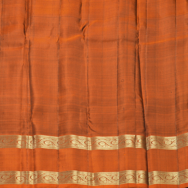 Hayagrivas Handloom Dark Brown Kanjivaram Silk Saree with Rust Orange Border KBF210E3-4