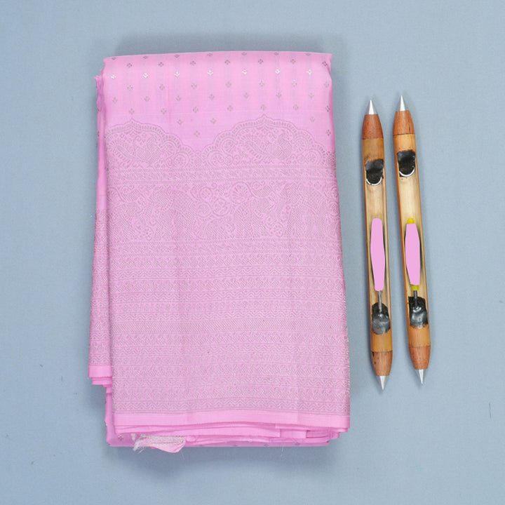 Hayagrivas Handloom Rose Pink Kanjivaram Silk Saree KBF210E31-1