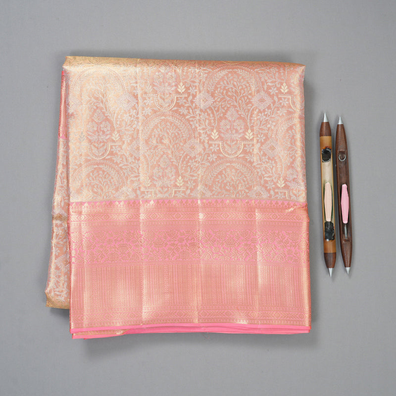 Hayagrivas Handloom Peach Pink Kanjivaram Silk Saree KBF210E33-1