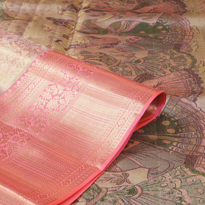 Hayagrivas Handloom Peach Pink Kanjivaram Silk Saree KBF210E33-1